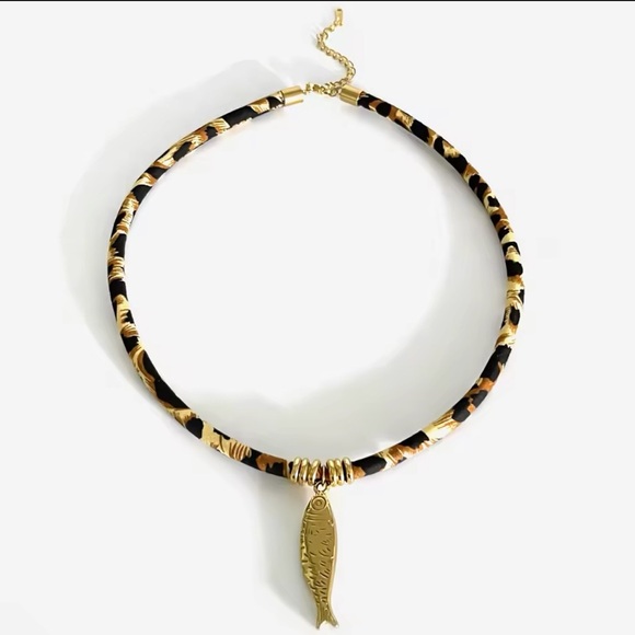 Anthropologie Jewelry - Celestial Radiance The Fish Goddess Statement Leopard Cord  Necklace